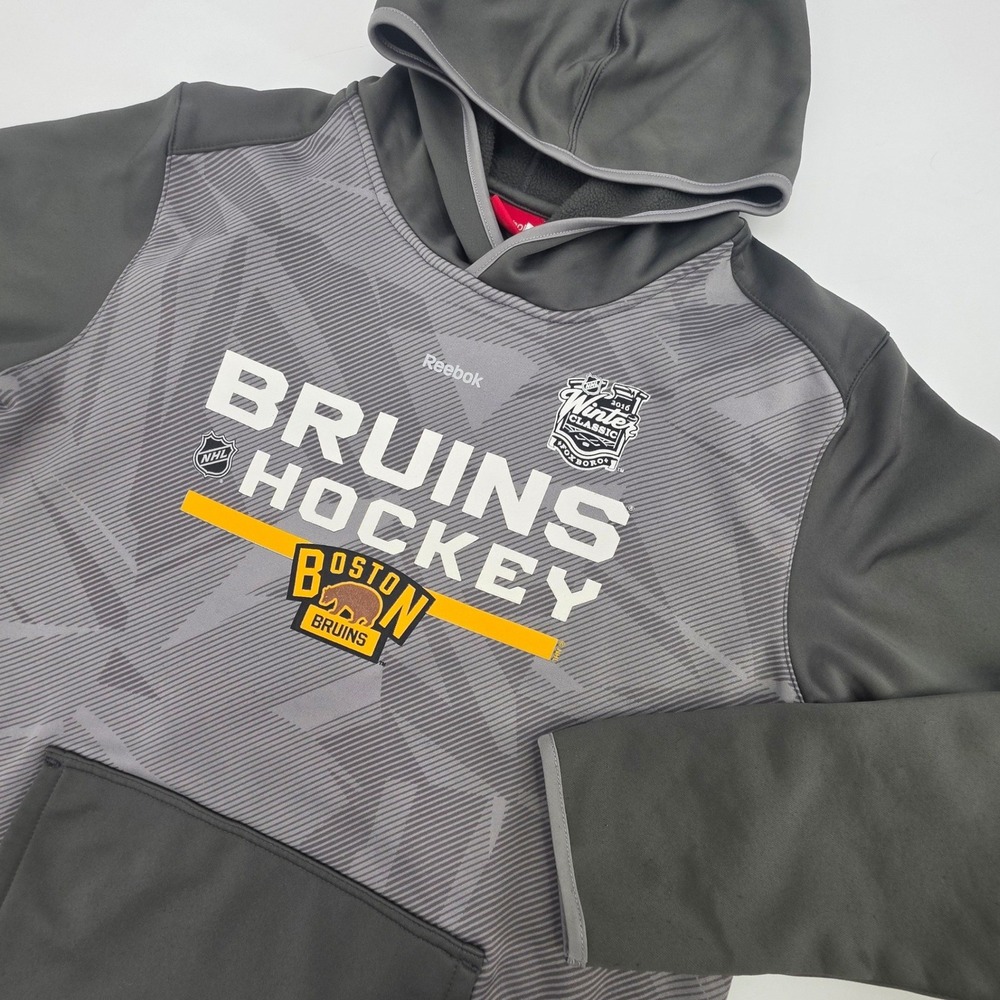 REEBOK BOSTON BRUINS 2016 WINTER CLASSIC HOODIE YOUTH XL GRAY‎ NHL HOCKEY KIDS
